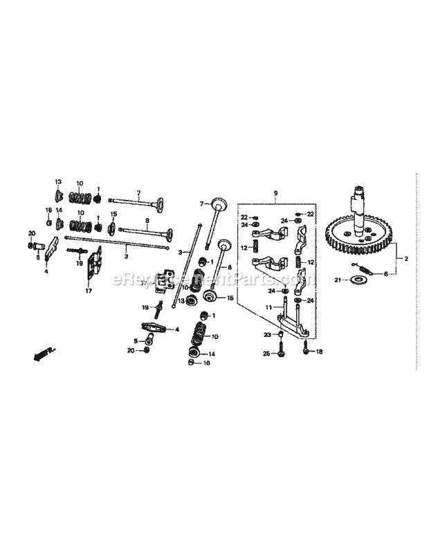 Gxv670 Camshaft Diagram and Parts List for M54-HN 53BB5ETW750 Cub Cadet Sprayer